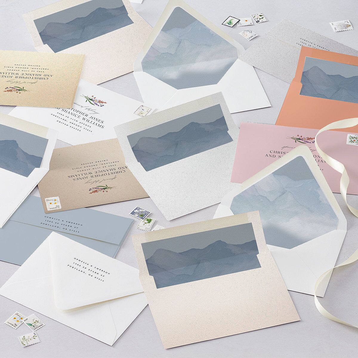 Mountain Wildflowers Wedding Invitations Dusty Blue Signature Blank No Standard