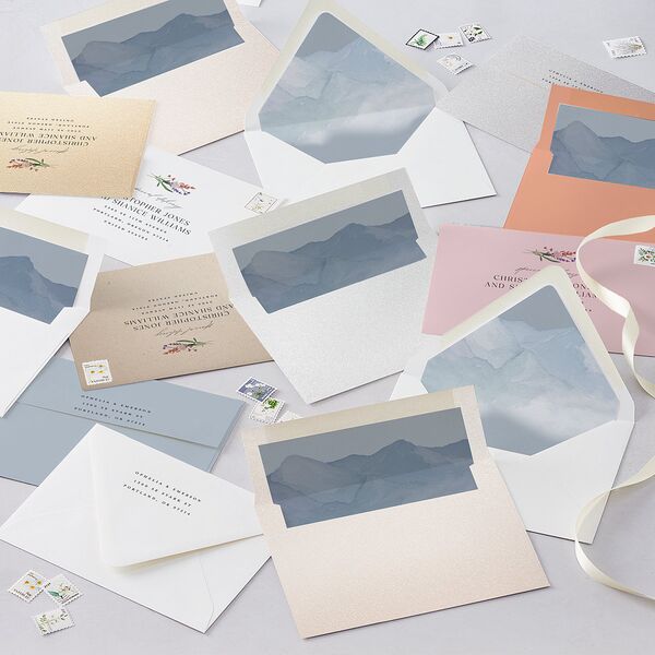 Mountain Wildflowers Wedding Invitations Dusty Blue Signature Blank No Standard