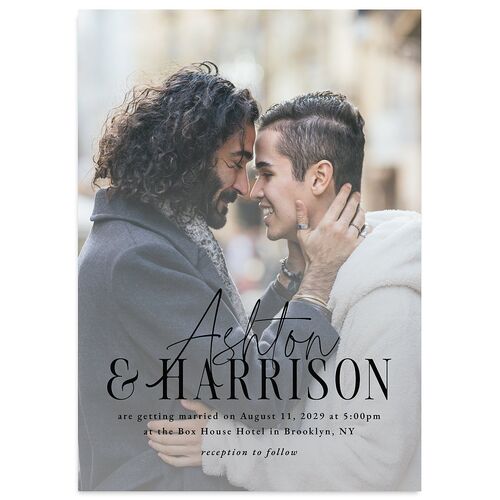 Timeless Lockup Wedding Invitations Charcoal Signature Blank No Standard