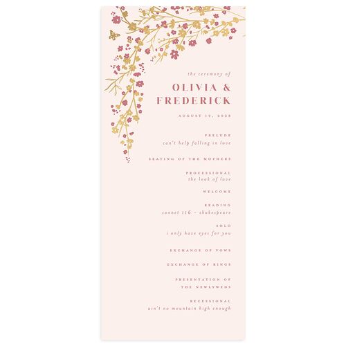 Cherry Blossoms Wedding Programs Gold Soft Pink Signature