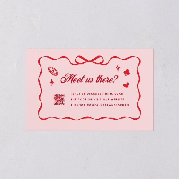 Hand Drawn Las Vegas Hearts All-in-One Wedding Invitations Crimson Signature Light Both Recipient and Return Addresses No