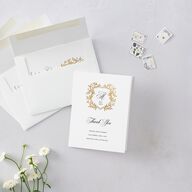 Formal Crest Thank You Cards Gold Pure White
