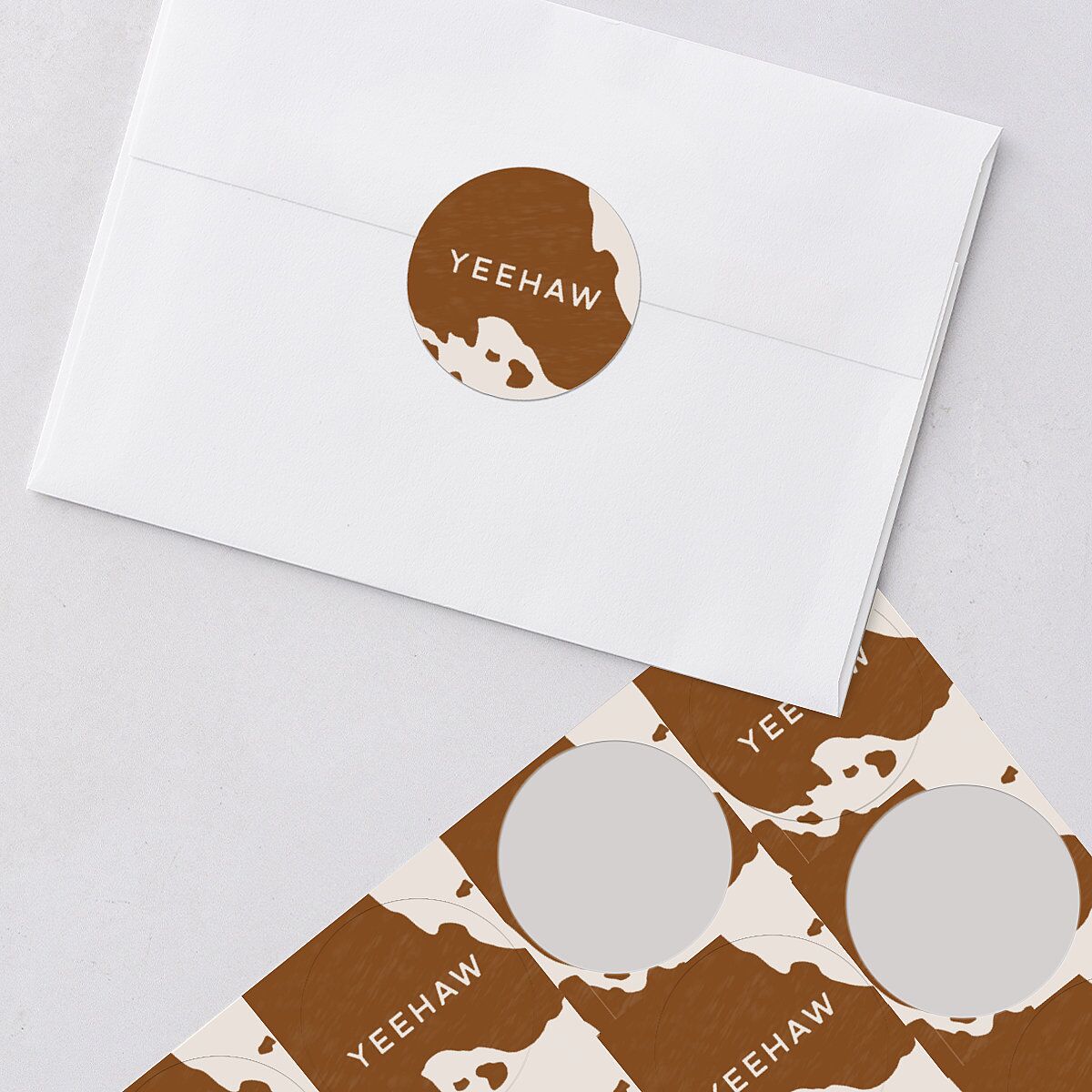Western Denim Wedding Stickers Champagne Circle