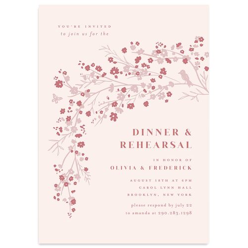 Cherry Blossoms Rehearsal Dinner Invitations Soft Pink Signature Blank Standard