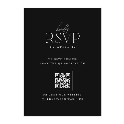 Minimalist Accent Leaf QR Code RSVP Cards Charcoal Signature Standard