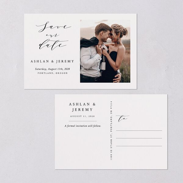 Simply Elegant Save The Date Postcards Champagne
