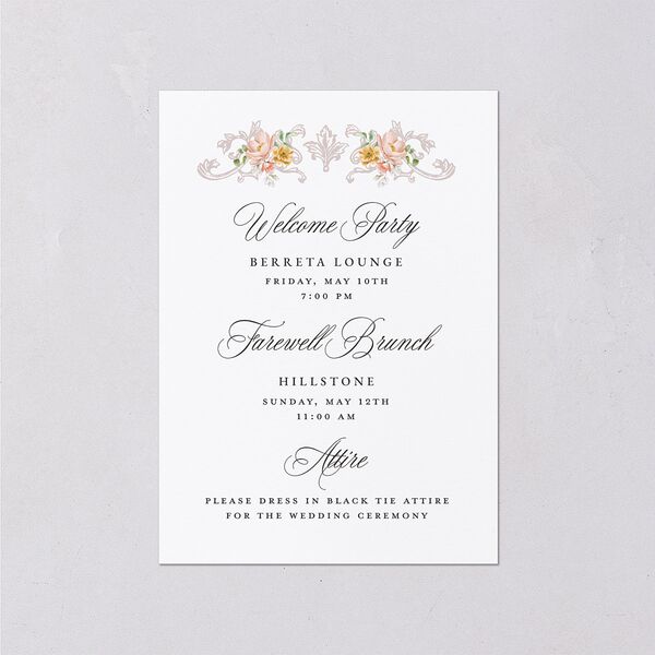Elegant Floral Regency Wedding Enclosure Cards Pink Cotton Signature Standard