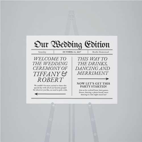 Newspaper Standard Direction Sign Medium Pure White Standard Indoor Foam Core M Direction