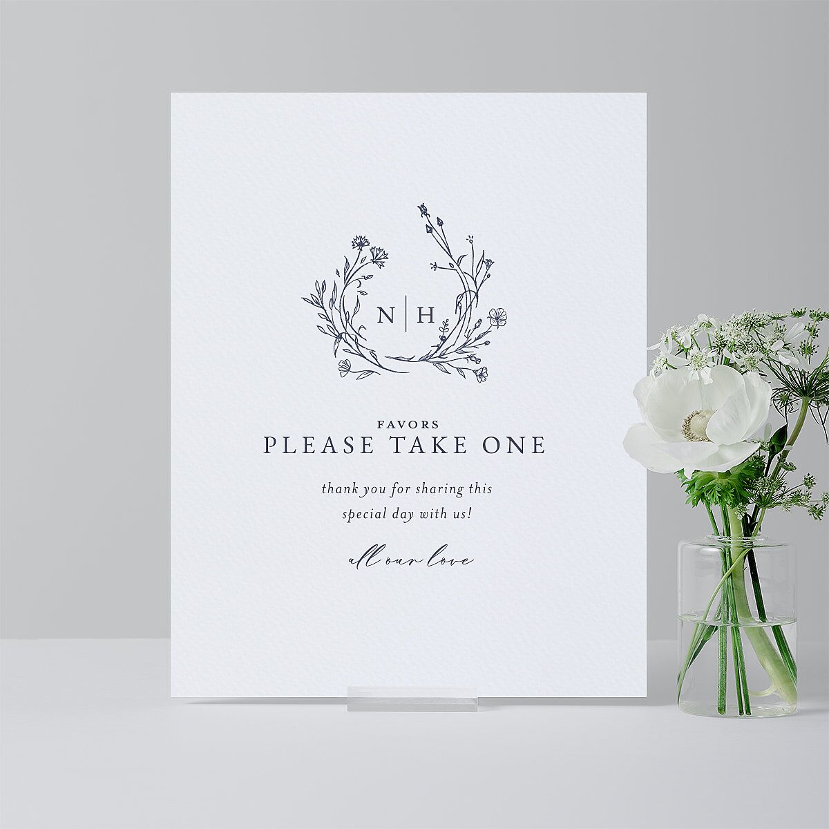 Natural Monogram Standard Favor Tabletop Sign Small Midnight Navy Standard Indoor Foam Core S Tabletop Favor