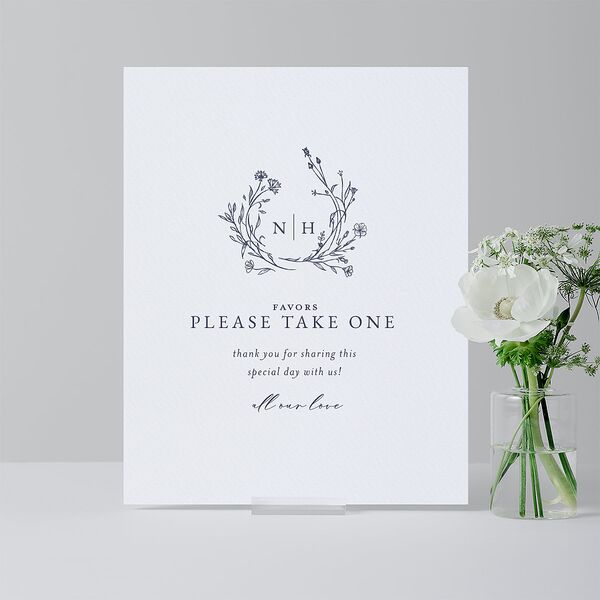 Natural Monogram Standard Favor Tabletop Sign Small Midnight Navy Standard Indoor Foam Core S Tabletop Favor