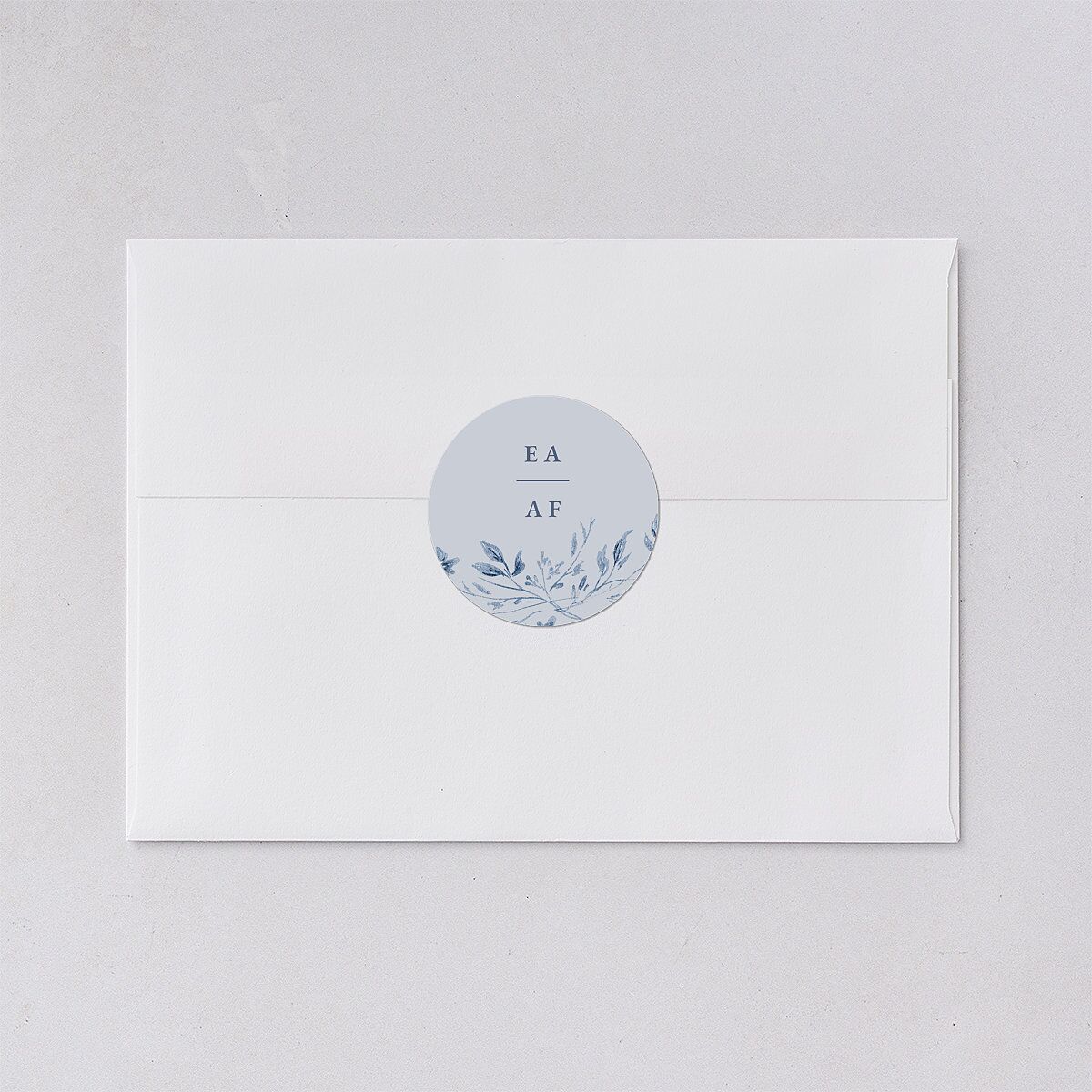 Timeless Floral Foil Wedding Stickers Dusty Blue