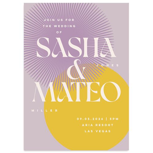 Retro Sunburst Wedding Invitations Orchid Signature Blank No Standard