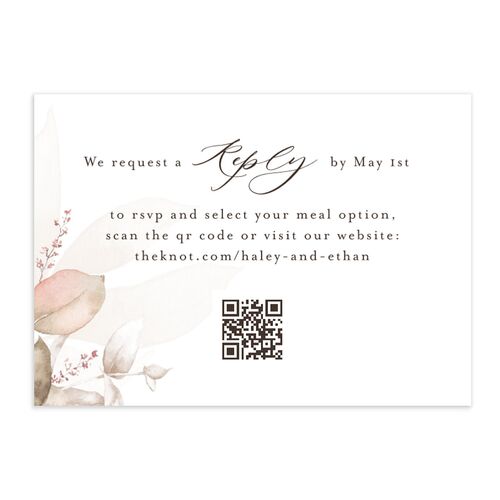 Romantic Greenery QR Code RSVP Cards Tan Signature Standard
