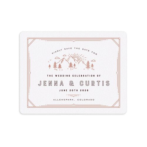 Iconic Mountain Save The Date Magnets Burgundy Magnet Paper