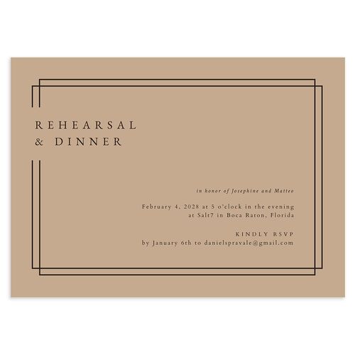 Double Frame Rehearsal Dinner Invitations Fawn Signature Blank Standard