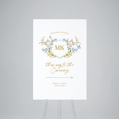 Fairytale Wildflower Crest Standard Direction Sign Large Daffodil Standard Indoor Foam Core L Direction