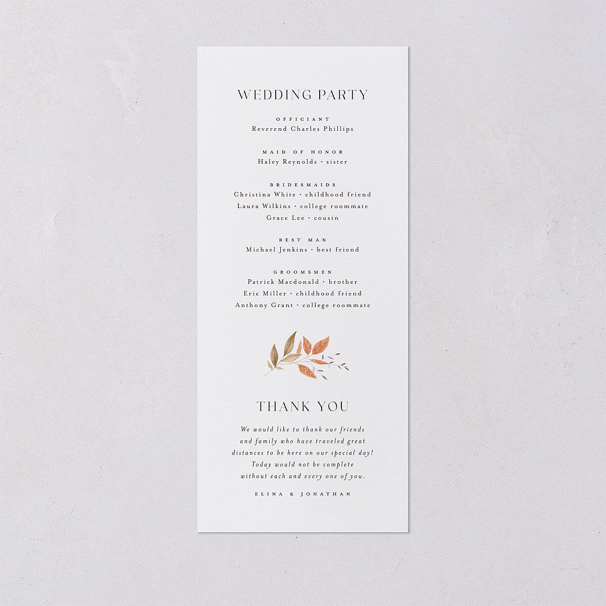 Leafy Rustic Monogram Wedding Programs Raw Sienna Signature