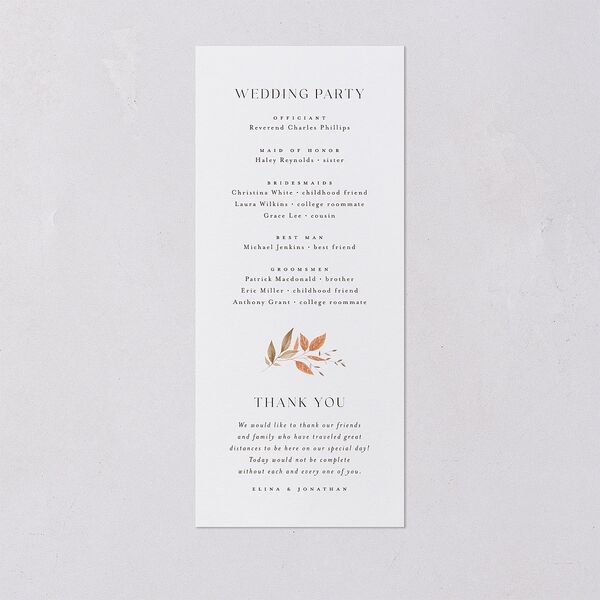 Leafy Rustic Monogram Wedding Programs Raw Sienna Signature