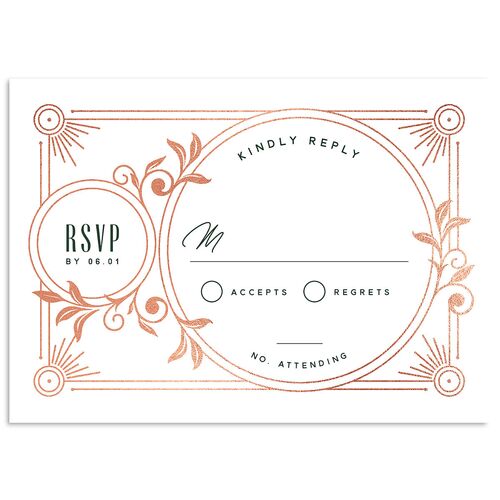 Ornate Elegance Wedding Response Cards Rose Gold Dark Emerald Signature Standard