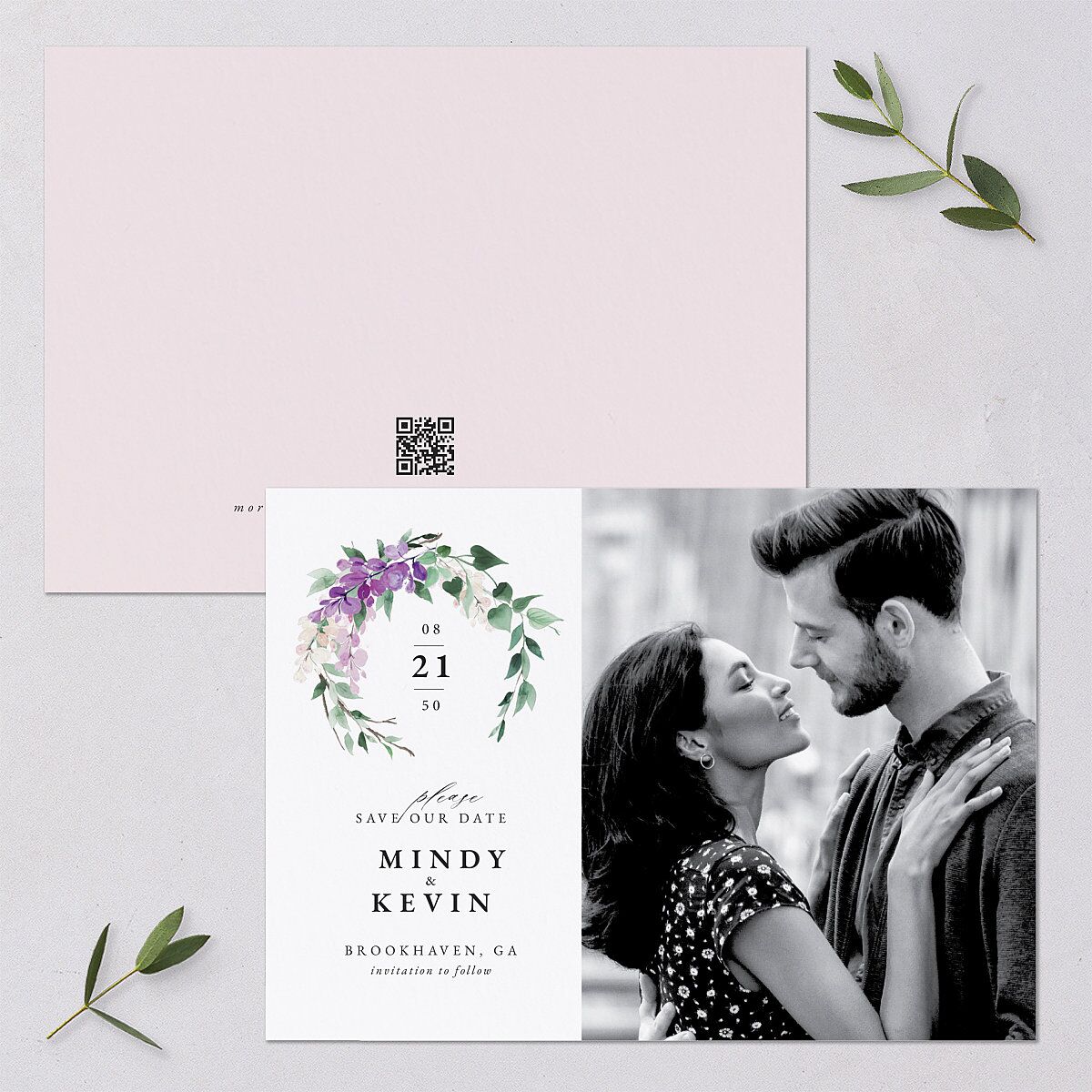 Romantic Wisteria Save The Date Cards — view 1