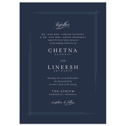 Elegant Accent Wedding Invitations Moody Blue Signature Blank No Standard