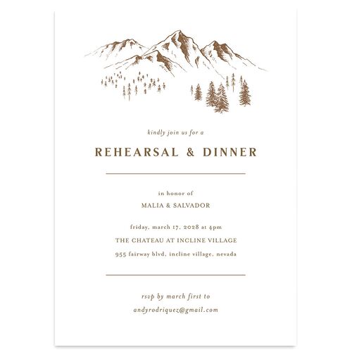 Etched Mountains Rehearsal Dinner Invitations Sepia Signature Blank Standard
