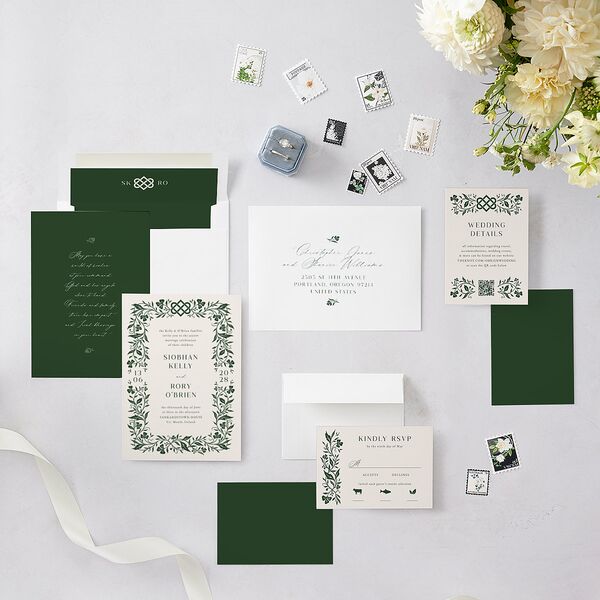 Celtic Knot Wedding Invitations Hunter Green Signature Blank No Standard