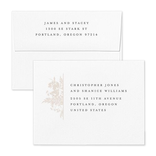 Glistening Garden Thank You Card Envelopes White Linen Both Recipient and Return Addresses Signature Standard