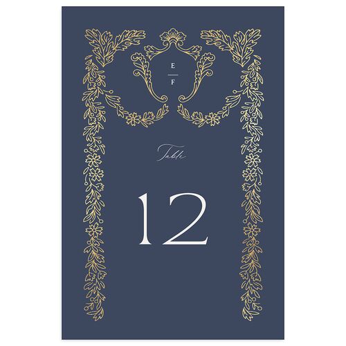 Baroque Border Table Numbers Gold Moody Blue Signature