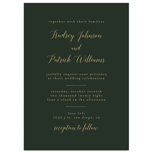 Marble and Gold Wedding Invitations Dark Emerald Signature Blank No Standard