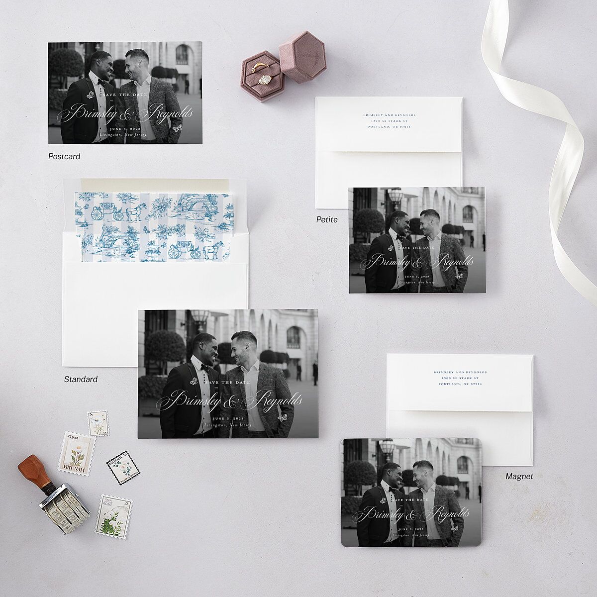 Elegant Antique Toile Frame Save the Date Petite Cards by Bridgerton Cruise Signature smooth Blank Bracket