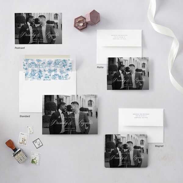 Elegant Antique Toile Frame Save the Date Petite Cards by Bridgerton Cruise Signature smooth Blank Bracket