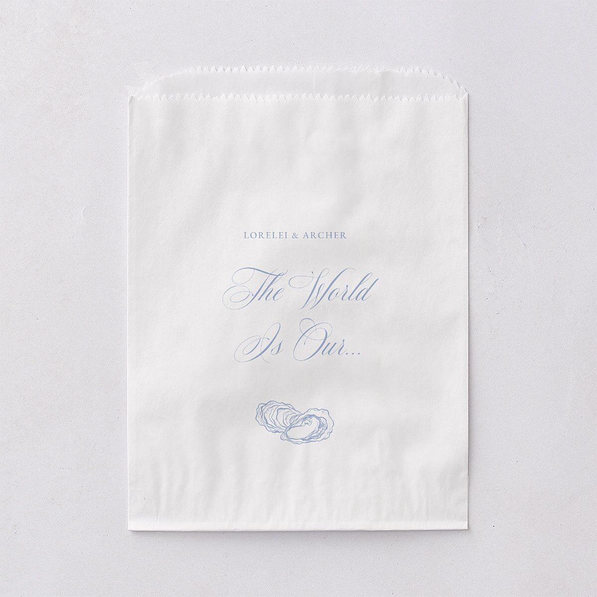 Coastal Oysters and Anchors Wedding Day Paper Favor Bags White Sea Blue Wax-Lined Food Safe Paper