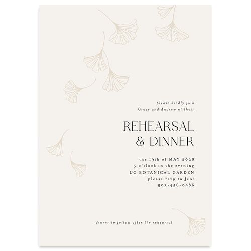 Ginkgo Leaves Rehearsal Dinner Invitations Champagne Signature Blank Standard