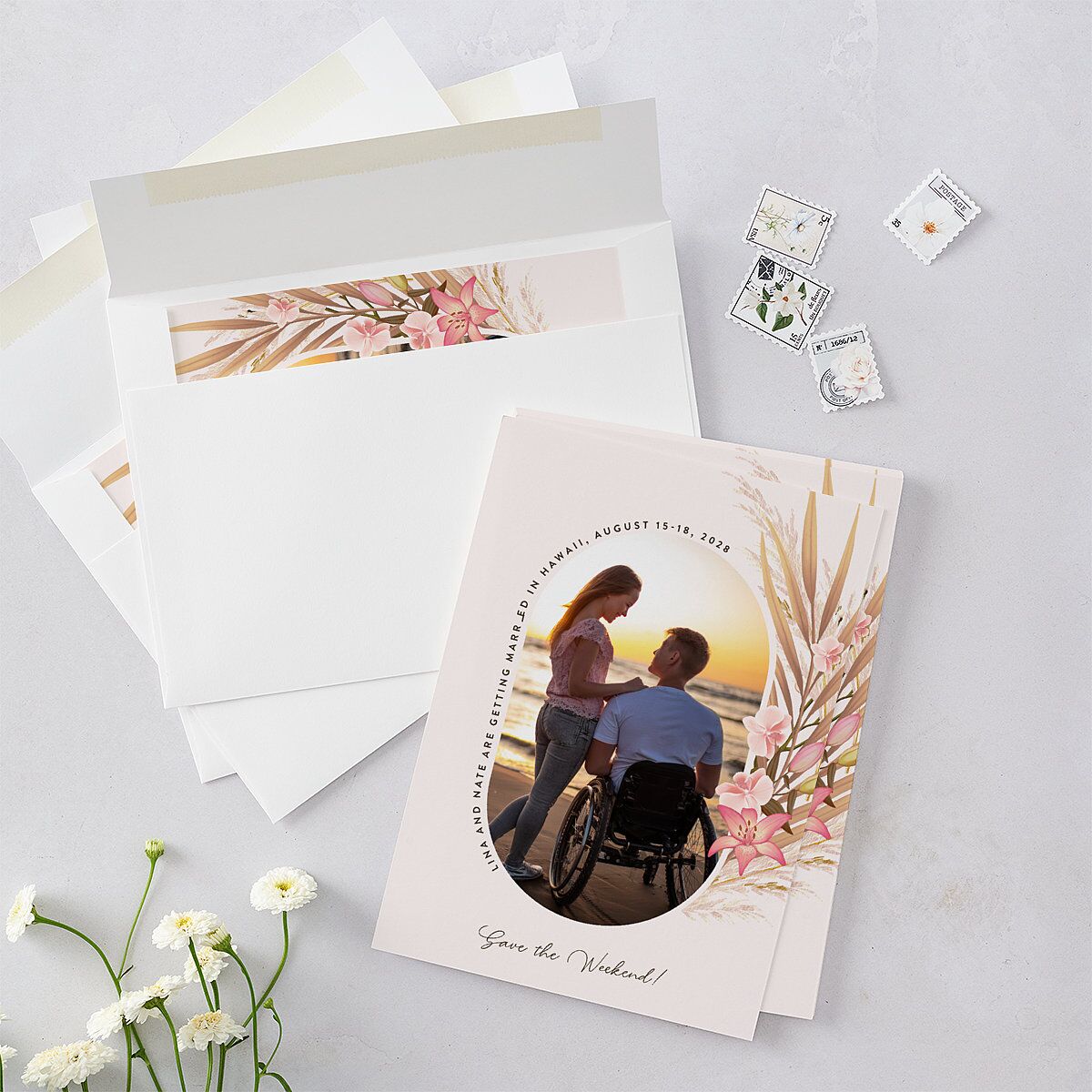 Tropical Oval Save The Date Cards — view 5