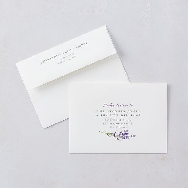 Elegant Farmhouse Lavender Wedding Invitations Ivory Signature Blank No Standard