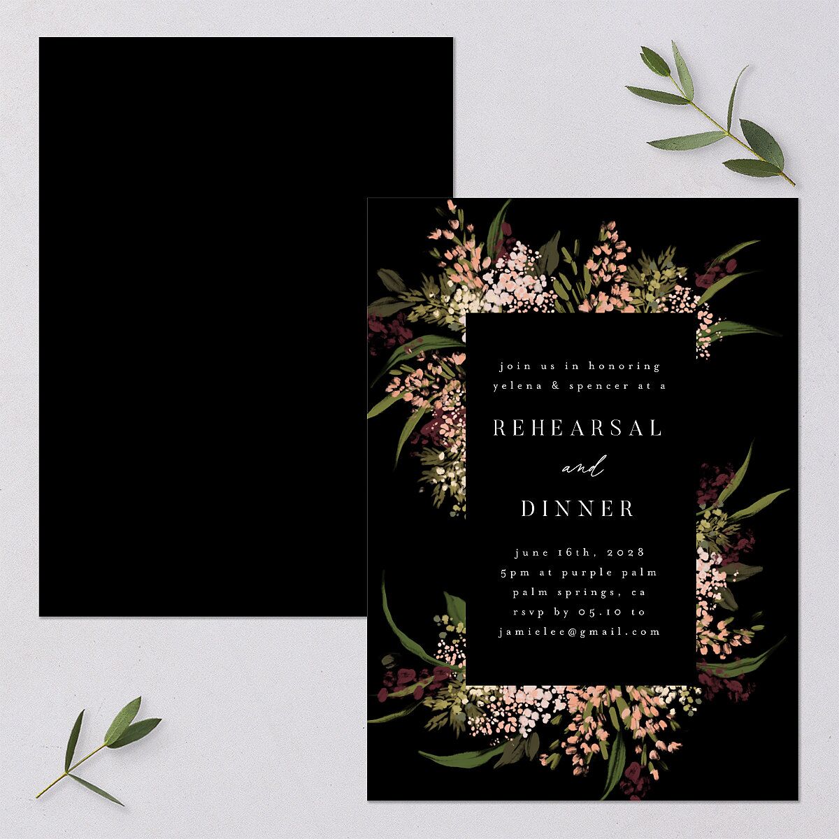 Moody Romance Rehearsal Dinner Invitations Midnight Signature Blank