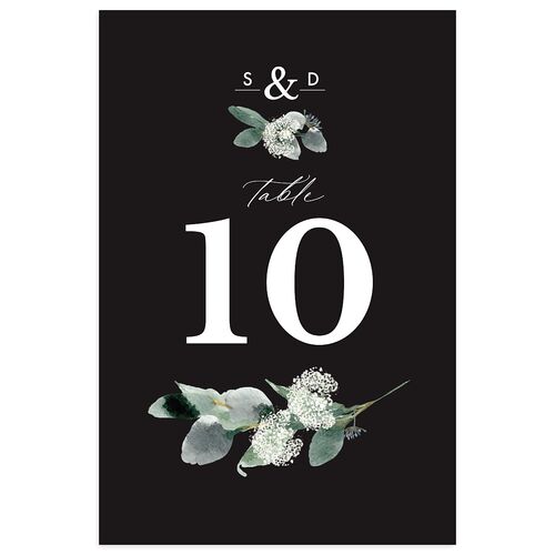 Elegant Greenery Table Numbers Midnight Signature