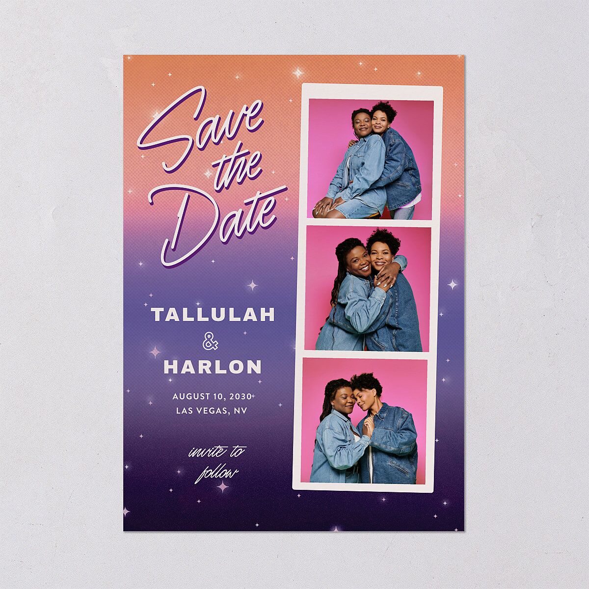 Las Vegas Love Save the Date Cards Pinot Signature smooth Blank No