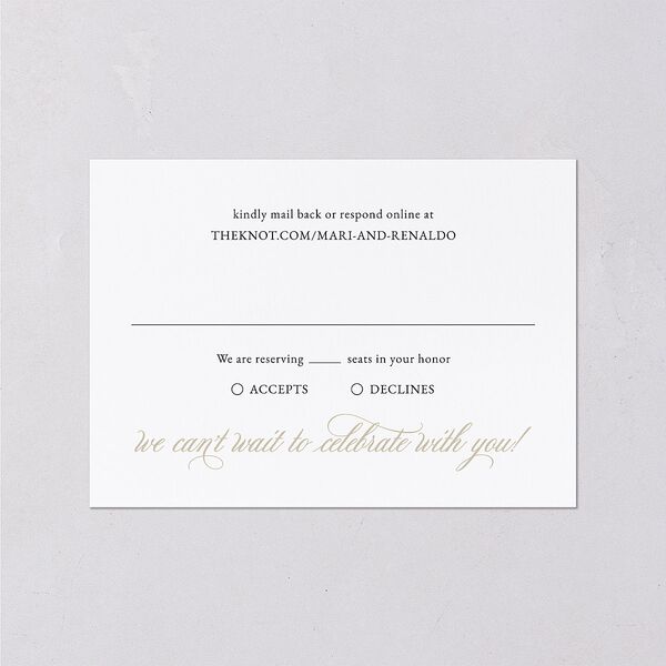 Polished Photo Foil Wedding Response Cards Pure White Gold Signature Standard