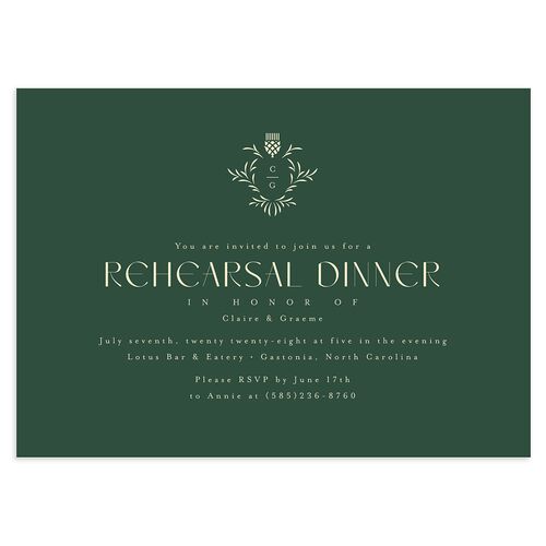Tartan Crest Rehearsal Dinner Invitations Moody Blue Signature Blank Standard