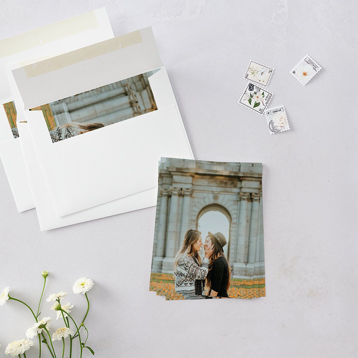 Elegant Monogram Save the Date Petite Cards Pure White Signature smooth Blank No Standard