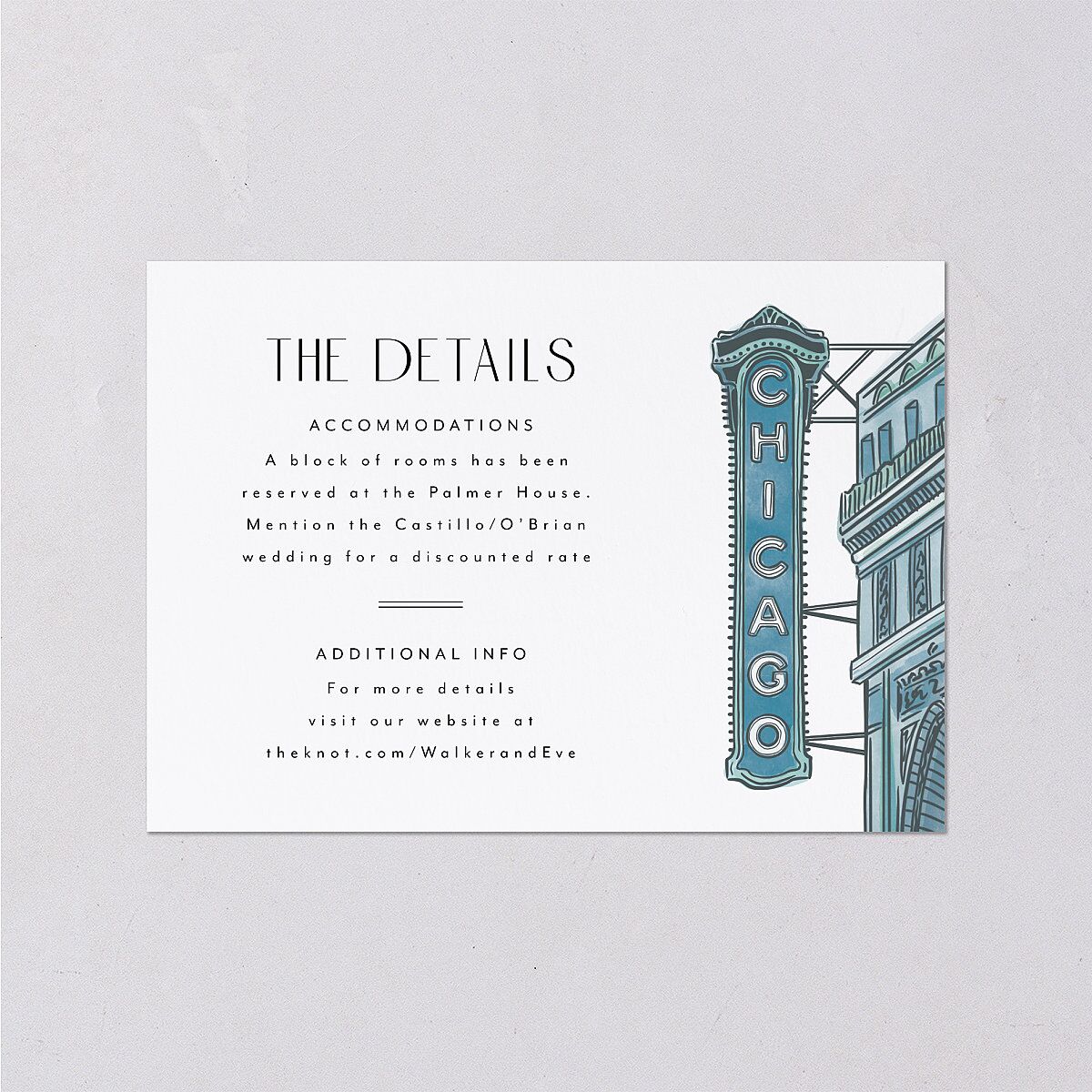Watercolor Chicago Wedding Enclosure Cards — view 1