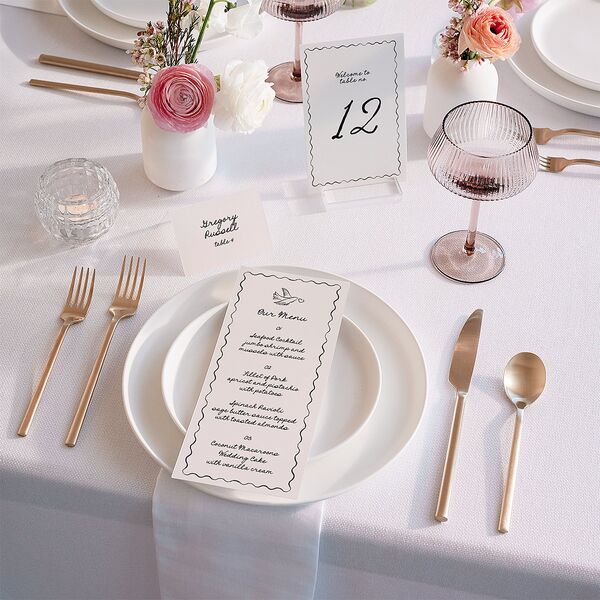 Vintage Lovebird Banner Place Cards Linen Signature