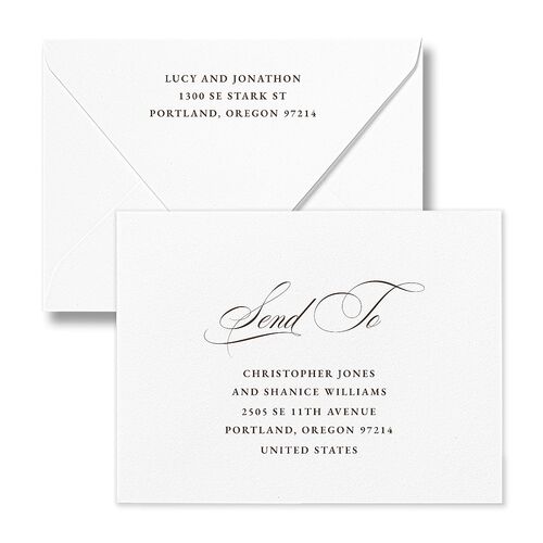 Branches Monogram Save the Date Petite Card Euro Envelopes Sepia White Both Recipient and Return Addresses Luxe Signature