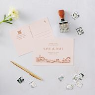 Western Desert Cactus Save the Date Postcards Terracotta