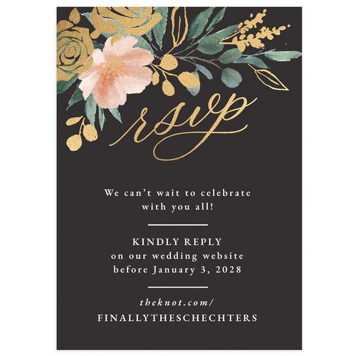 Exquisite Garden Wedding Response Cards Gold Charcoal Signature Standard