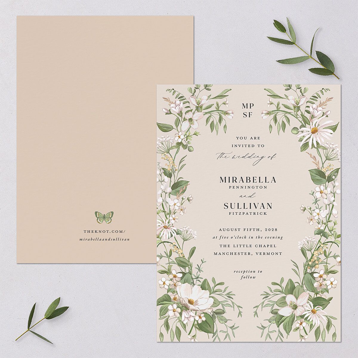 Whimsical Wildflower Garden Wedding Invitations Linen Signature Blank Standard No