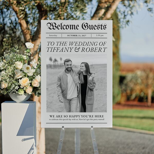 Newspaper Standard Welcome Sign Large Pure White Standard Indoor Foam Core L Welcome
