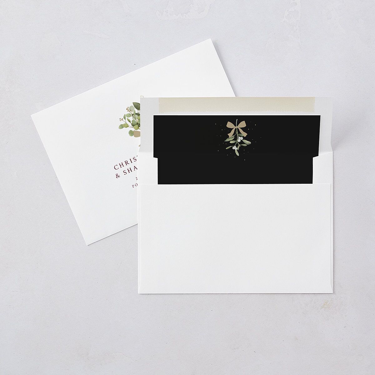 Elegant Eucalyptus Christmas Foil Wedding Invitations Gold Burgundy Signature Blank No Standard